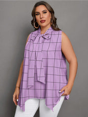 KOTTY Women Checked Tie-Up Neck Top