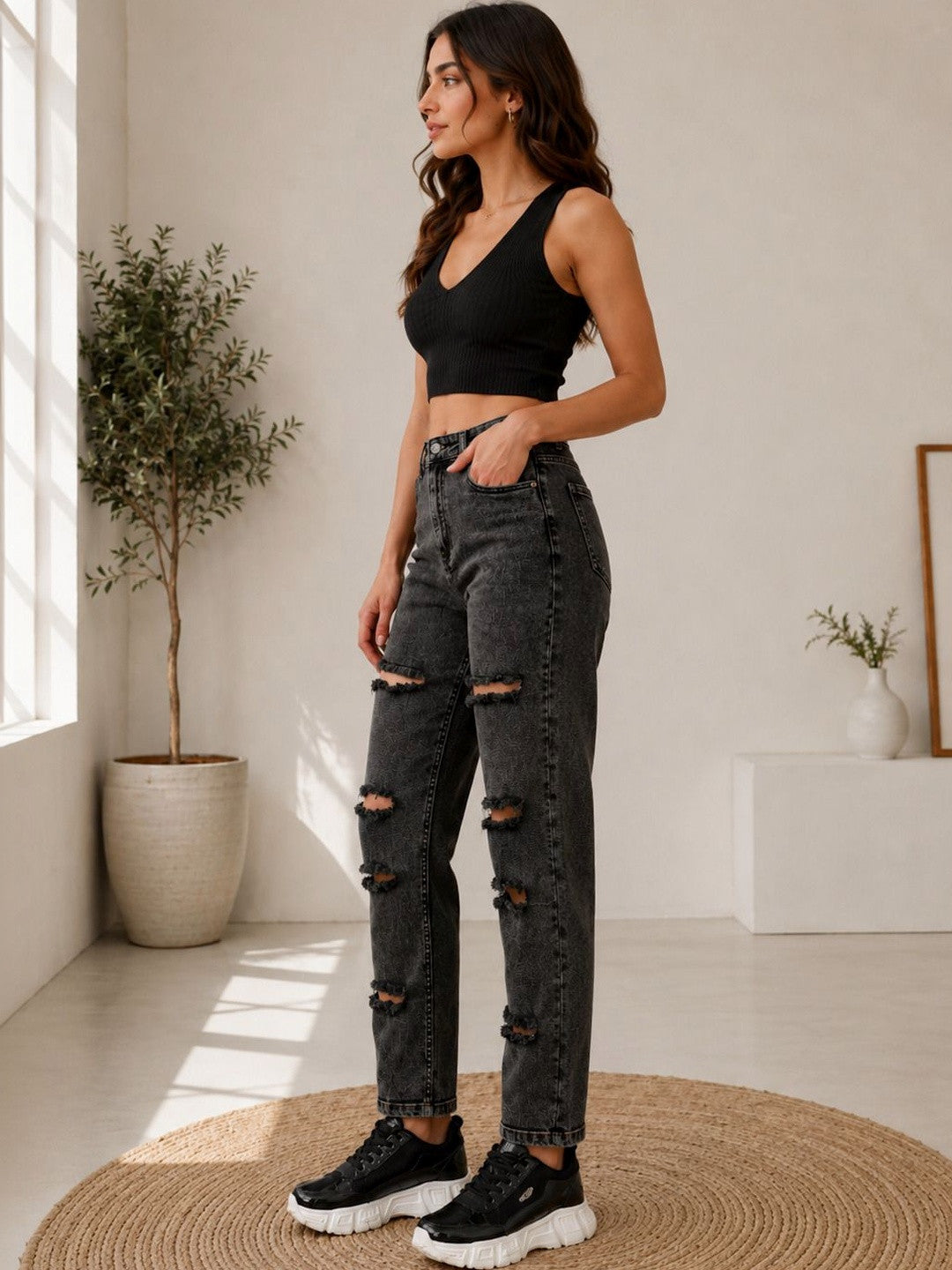 Kotty Women Black Slim Fit High-Rise Stretchable Jeans