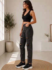 Kotty Women Black Slim Fit High-Rise Stretchable Jeans
