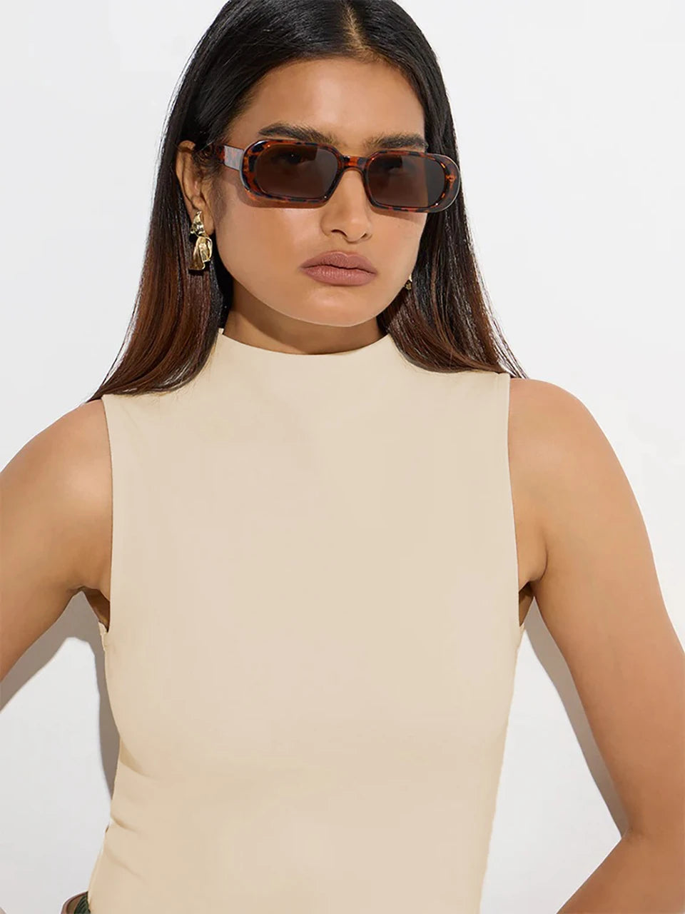 KOTTY Women Pack of 2 Beige Ribbed Top