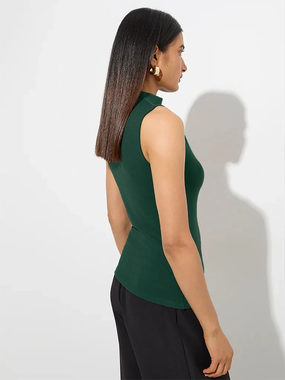 KOTTY Women Pack of 2 Bottle Green Ribbed Top
