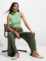 KOTTY Women Pack of 2 Light Green Ribbed Top