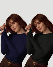 Women's Long Sleeve Crew Neck Basic Tee 3-Pack