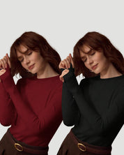 Women's Long Sleeve Crew Neck Basic Tee 2-Pack