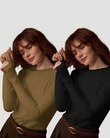 Women's 2-Piece Long Sleeve Crew Neck Top Set