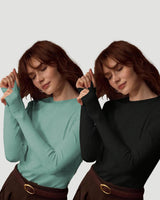 Women's 2-Piece Long Sleeve Crew Neck Top Set