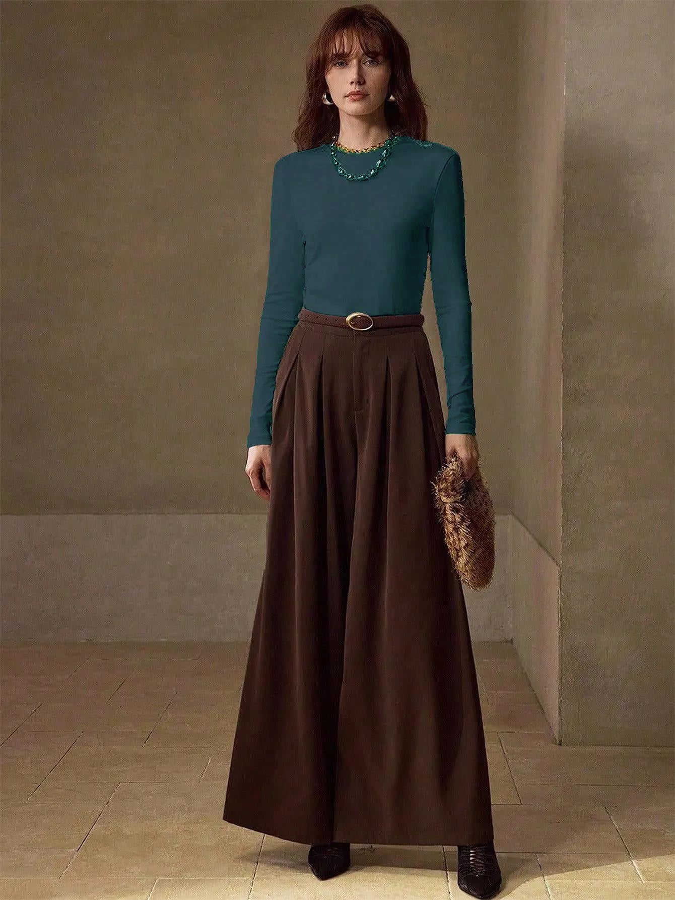 Women's 2-Piece Long Sleeve Crew Neck Top Set