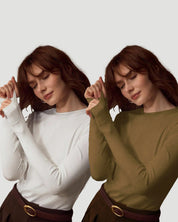 Women's Long Sleeve Crew Neck Basic Tee 2-Pack