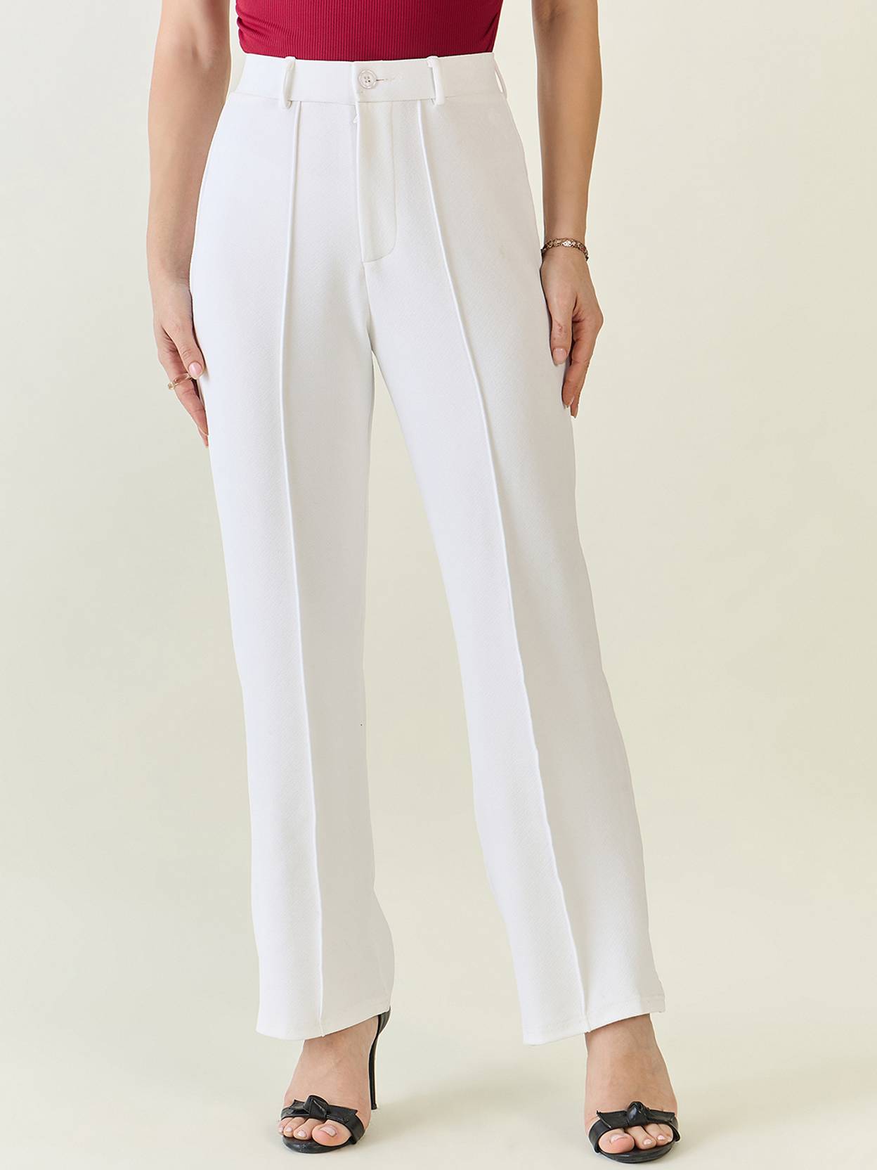 High Waist Pleated Trousers with Fitted Top - 2 Piece Coordinate Sets