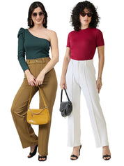 Trendy Tops & High Waist Tailored Pants - 2 Piece Coordinate Sets
