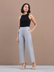 High-Waisted Olive Green Wide-Leg Cropped Trousers