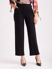 High-Waisted Olive Green Wide-Leg Cropped Trousers