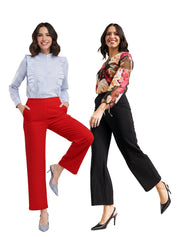 High-Waisted Red Wide-Leg Cropped Trousers