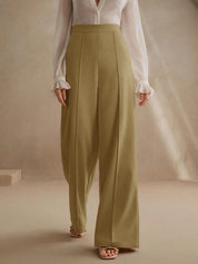 High-Waisted Black Wide-Leg Pleated Trousers
