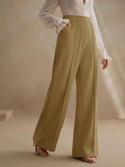 High-Waisted Black Wide-Leg Pleated Trousers