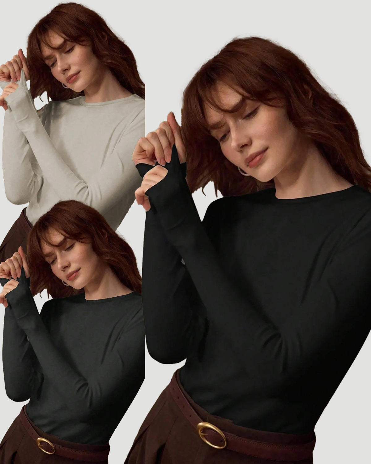 Women's 3 Pack Long Sleeve Crew Neck Tops