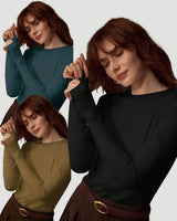 Women's 3 Pack Long Sleeve Stretch Tops
