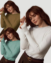 Women's Long Sleeve Crew Neck Basic Tee 3-Pack