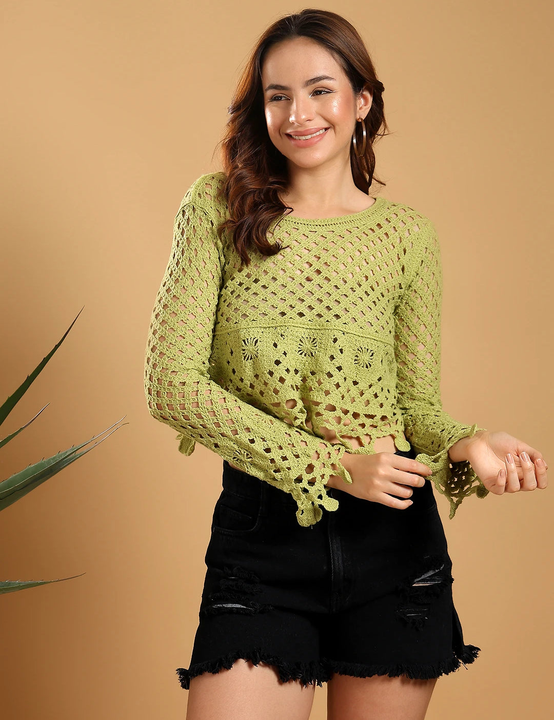 KOTTY Casual Printed Women Green Top 