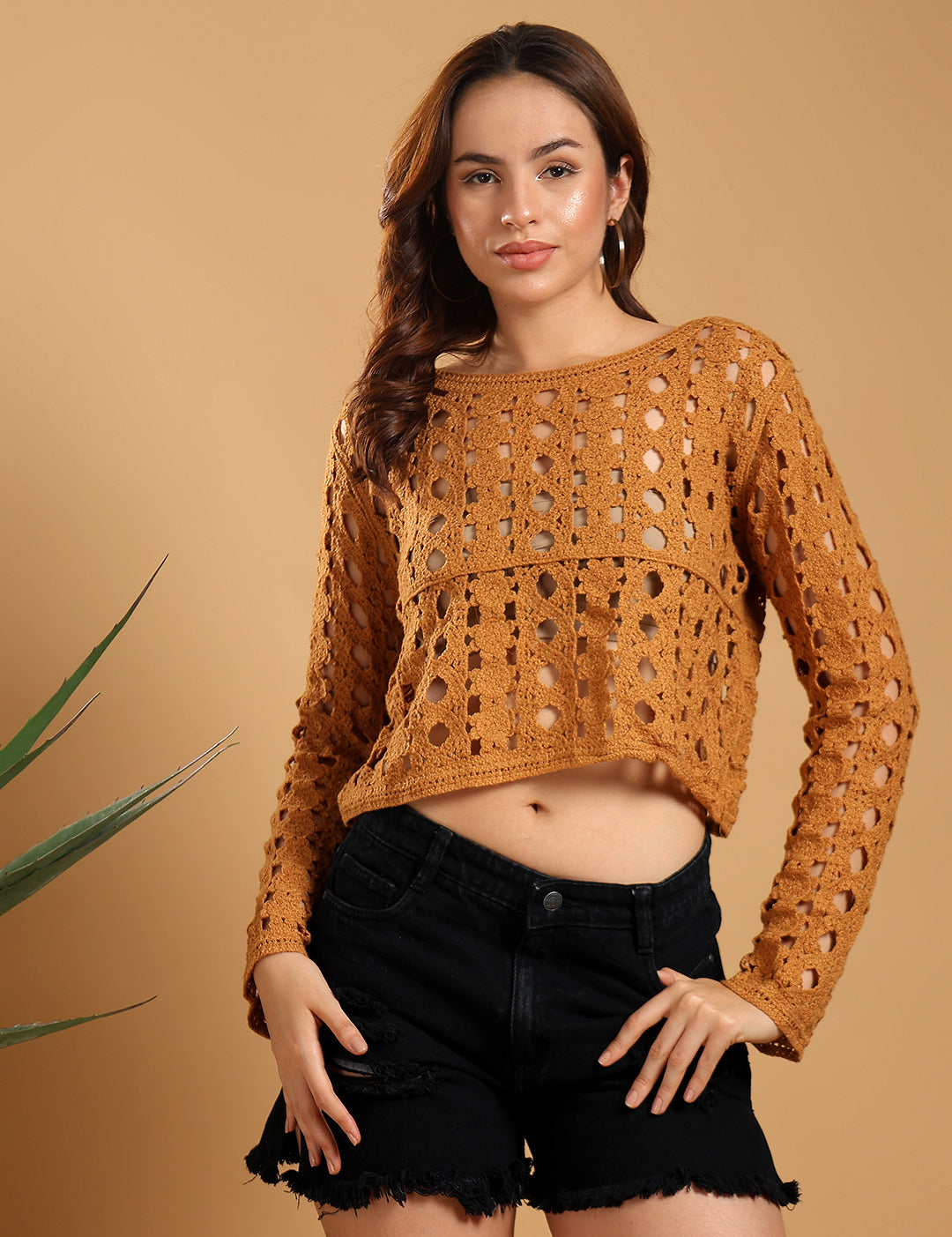 KOTTY Casual Printed Women Brown Top 