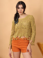 KOTTY Casual Printed Women Yellow Top