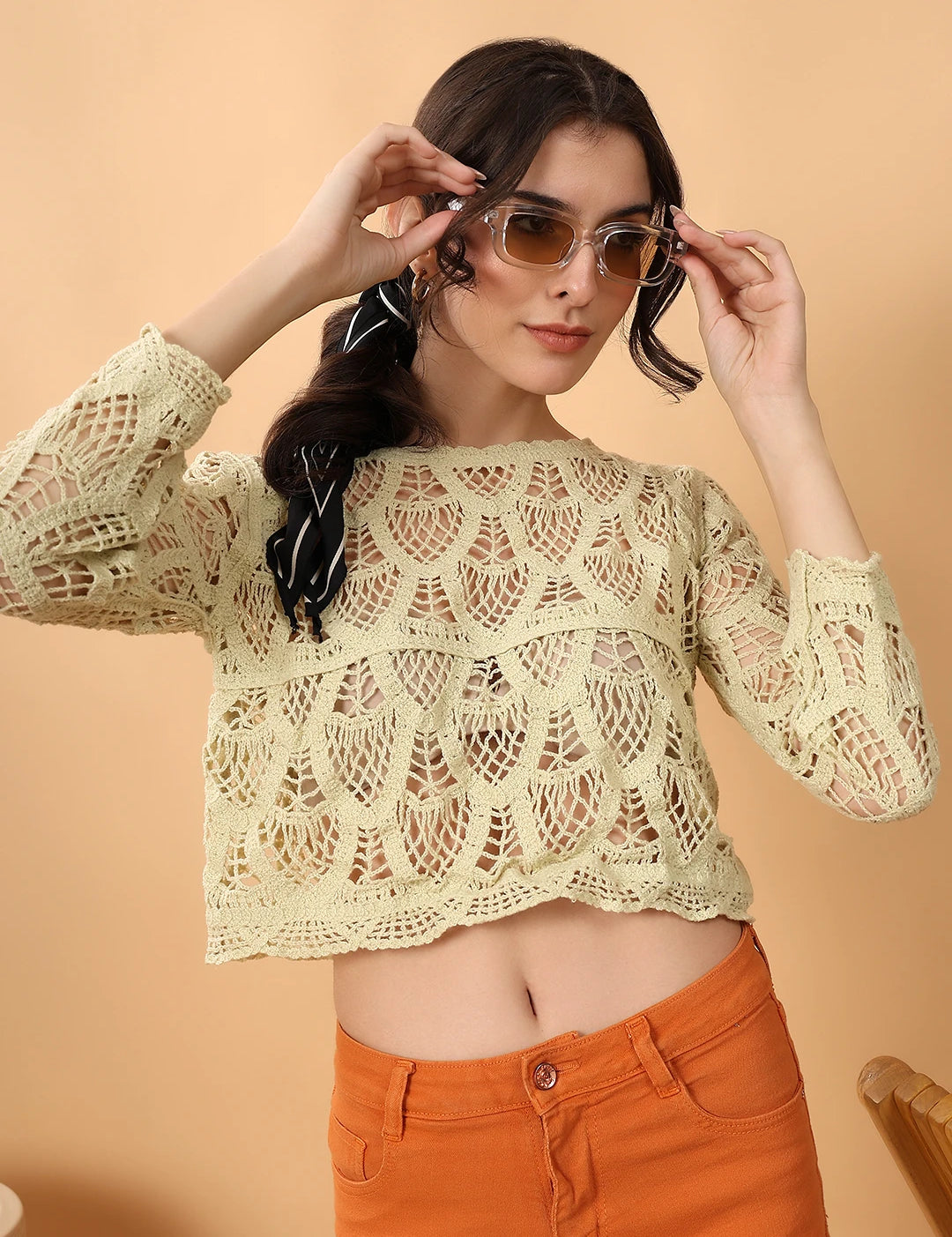 KOTTY Casual Printed Women Yellow Top 