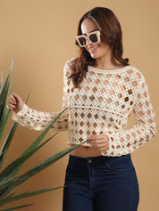KOTTY Casual Printed Women Beige Top