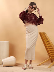 KOTTY Casual Printed Women Maroon Top