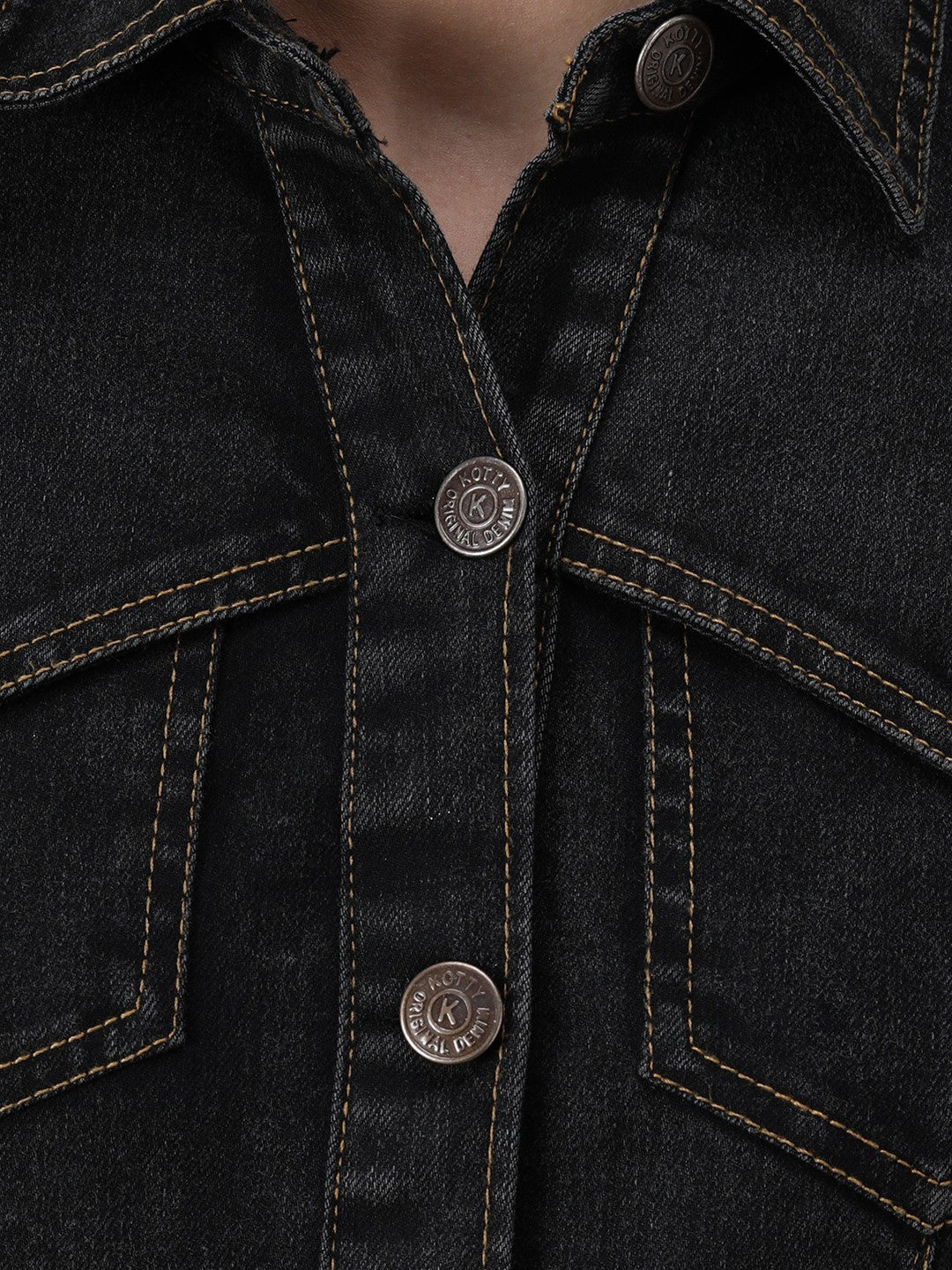 Kotty Black Casual Women Denim Dress 