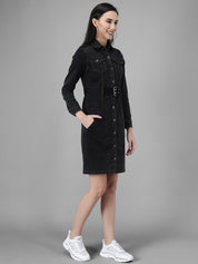 Kotty Black Casual Women Denim Dress 