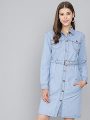 KOTTY Women Blue Denim Solid Dress 