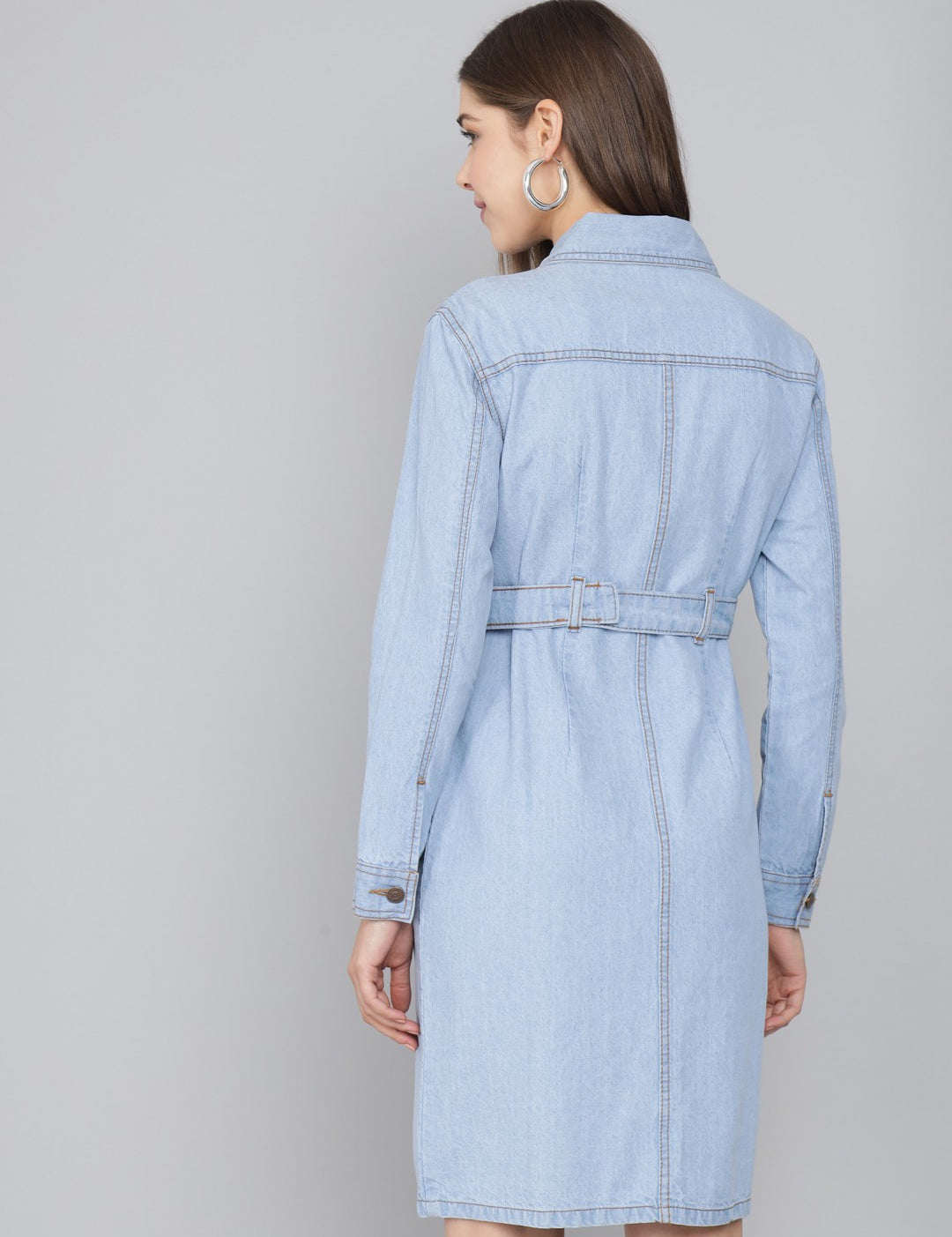 KOTTY Women Blue Denim Solid Dress 