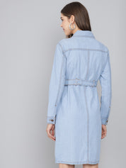 KOTTY Women Blue Denim Solid Dress 