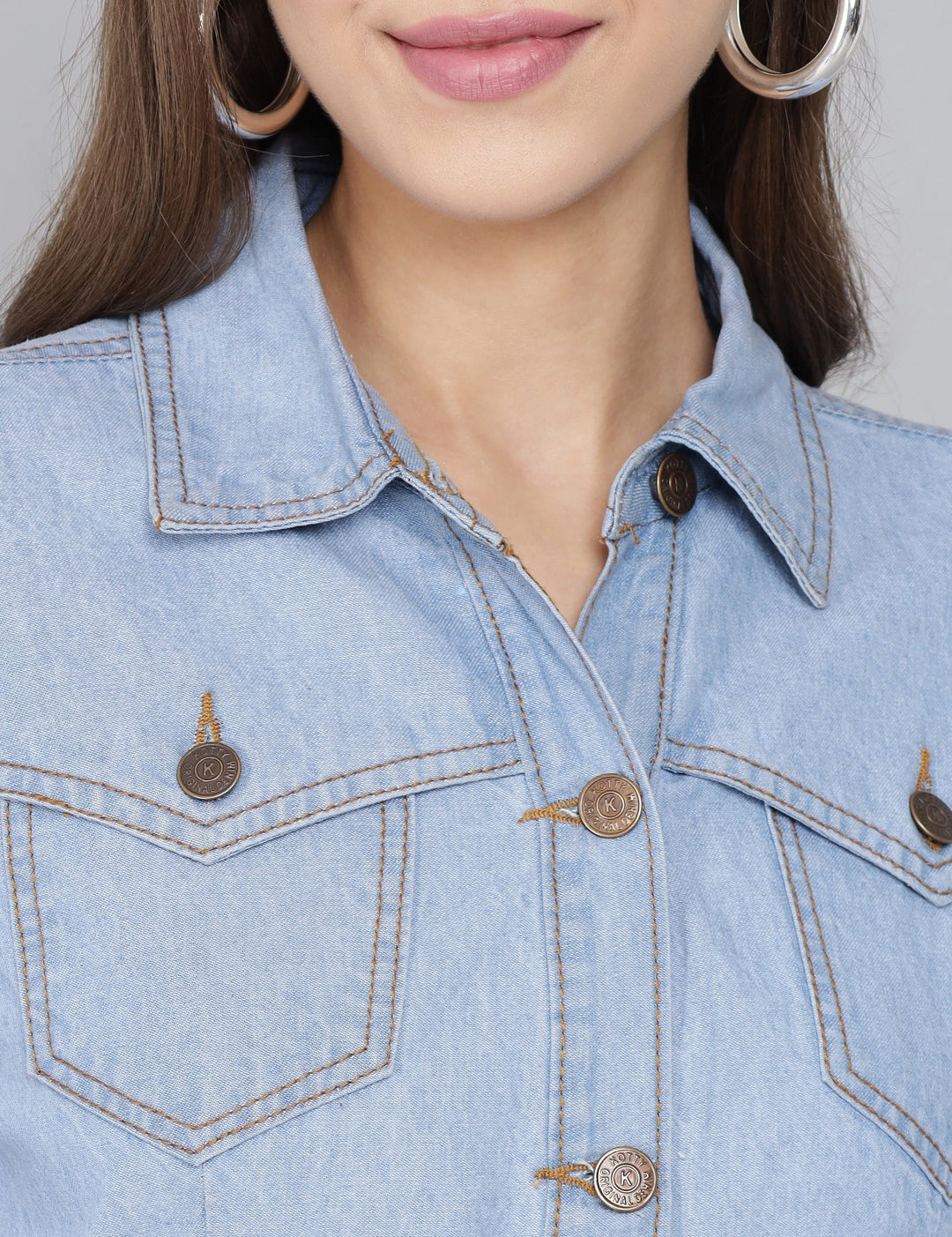 KOTTY Women Blue Denim Solid Dress 
