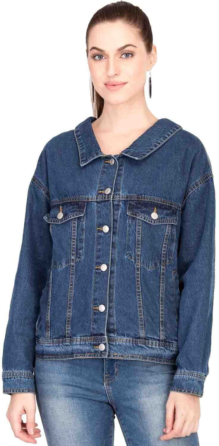 KOTTY Full Sleeve Printed, Dyed/Ombre Women Denim Jacket 