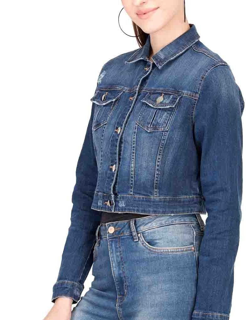 KOTTY Solid Denim Jacket For Women