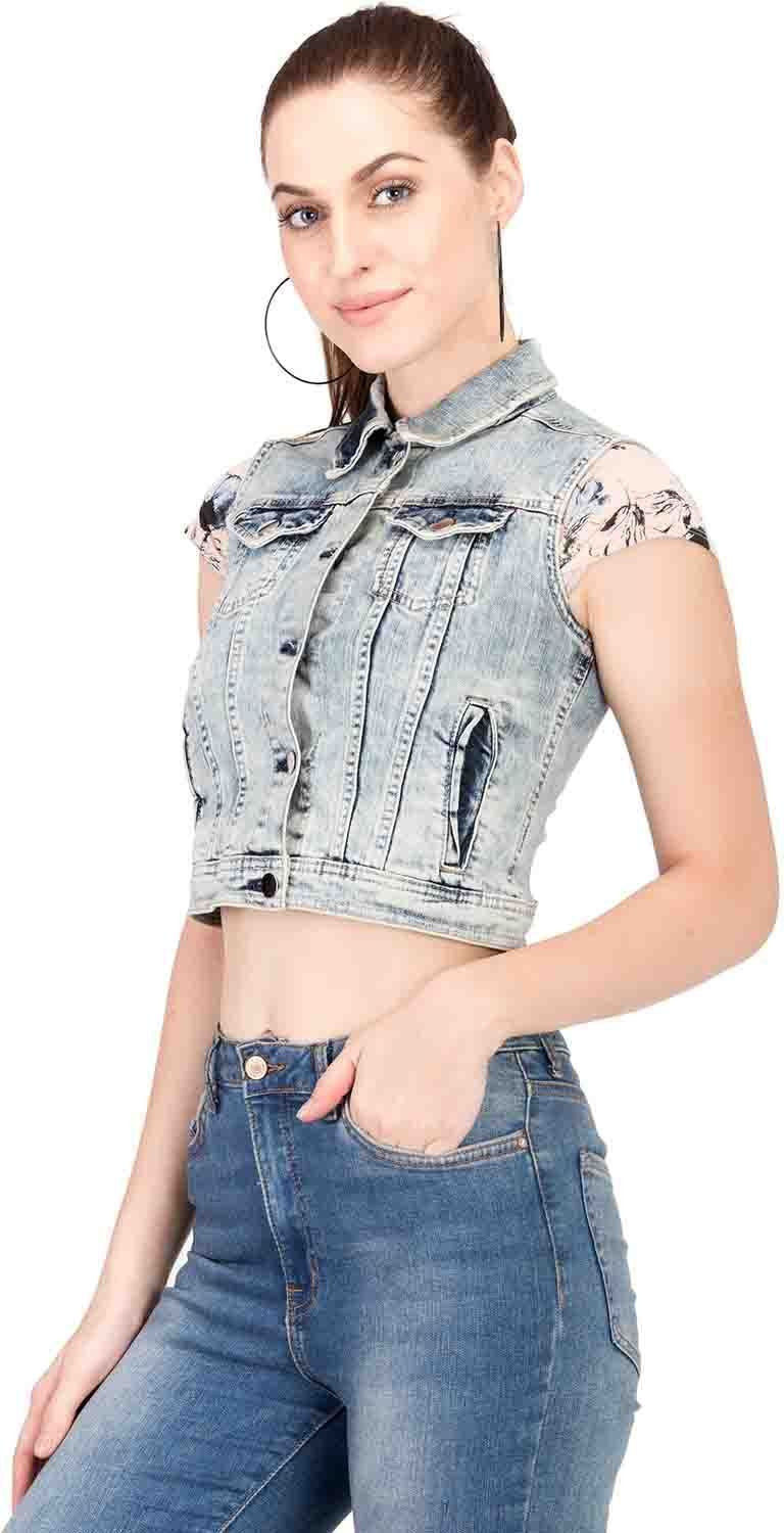 KOTTY Sleeveless Dyed/Ombre Women Denim Jacket 