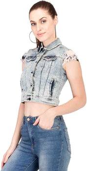 KOTTY Sleeveless Dyed/Ombre Women Denim Jacket 
