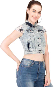 KOTTY Sleeveless Dyed/Ombre Women Denim Jacket 