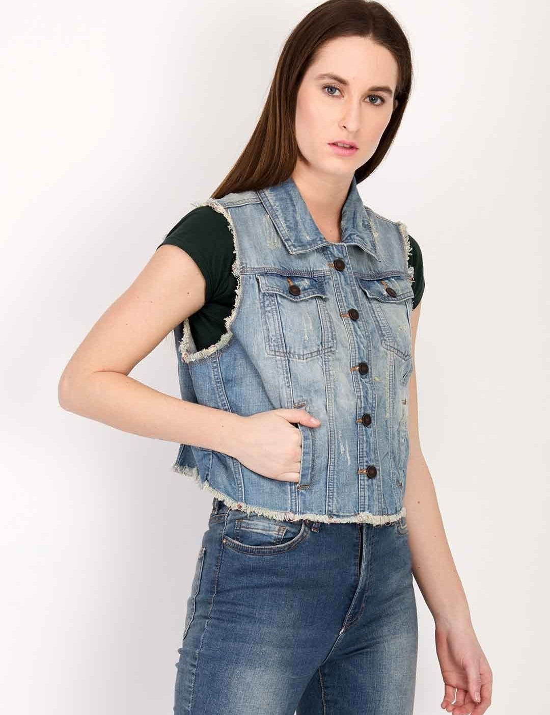KOTTY Sleeveless Solid Women Denim Jacket 