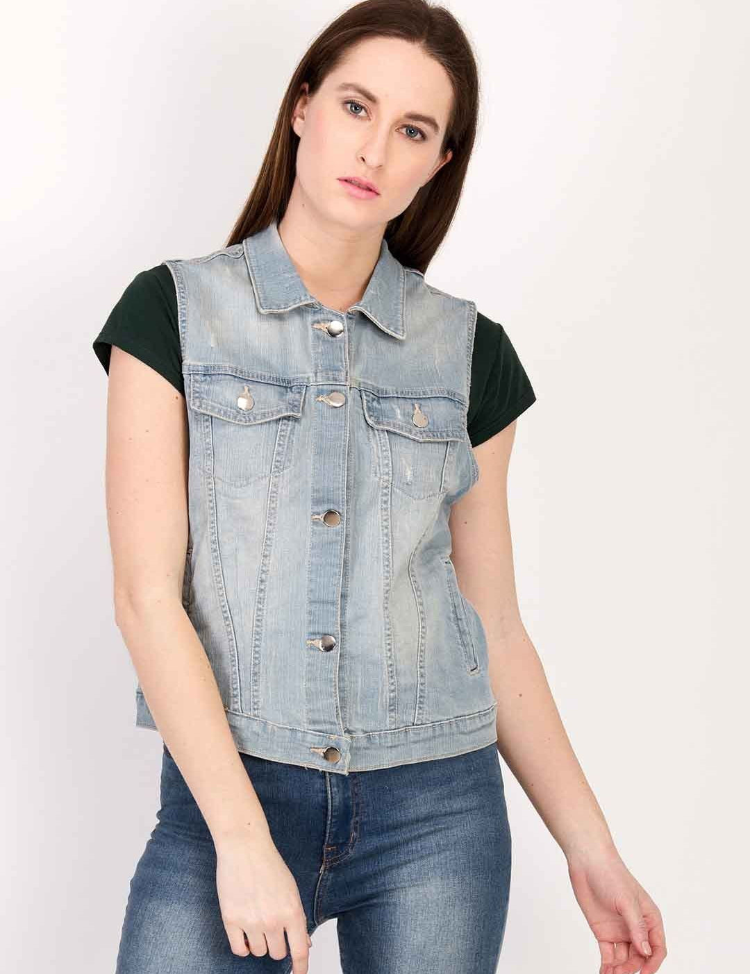 KOTTY Sleeveless Solid Women Denim Jacket 