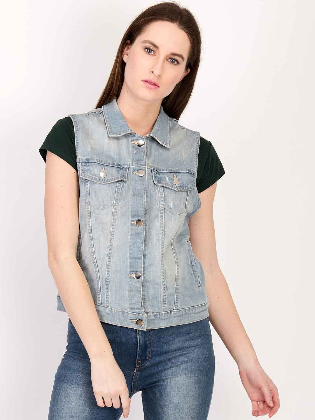 KOTTY Sleeveless Solid Women Denim Jacket 