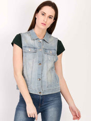 KOTTY Sleeveless Solid Women Denim Jacket 