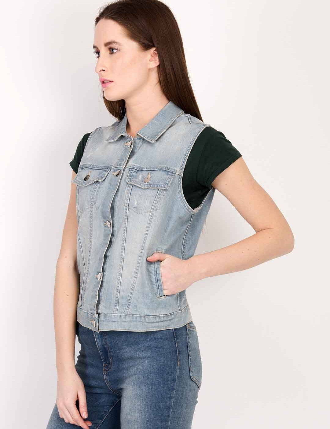 KOTTY Sleeveless Solid Women Denim Jacket 