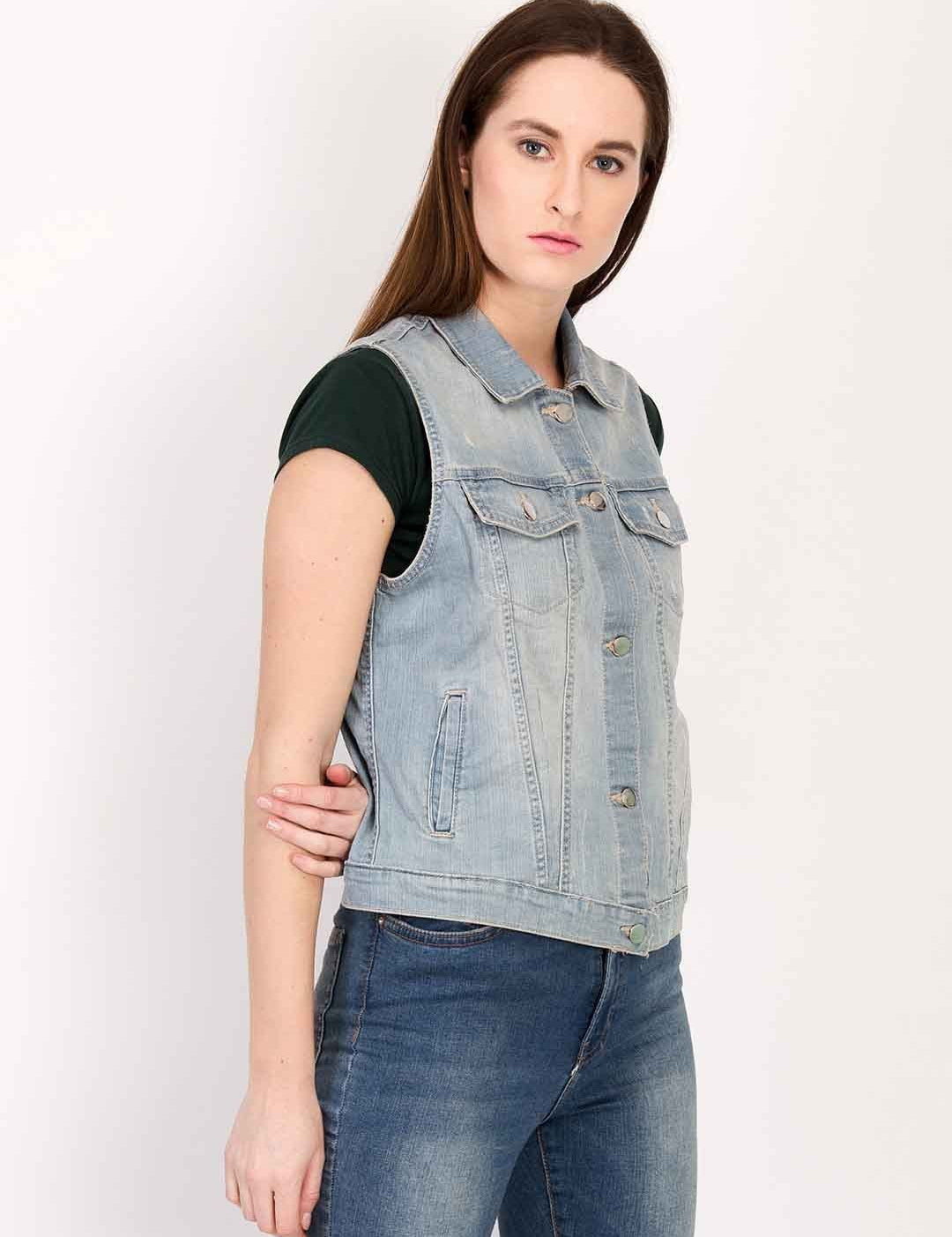 KOTTY Sleeveless Solid Women Denim Jacket 