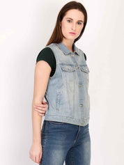 KOTTY Sleeveless Solid Women Denim Jacket 