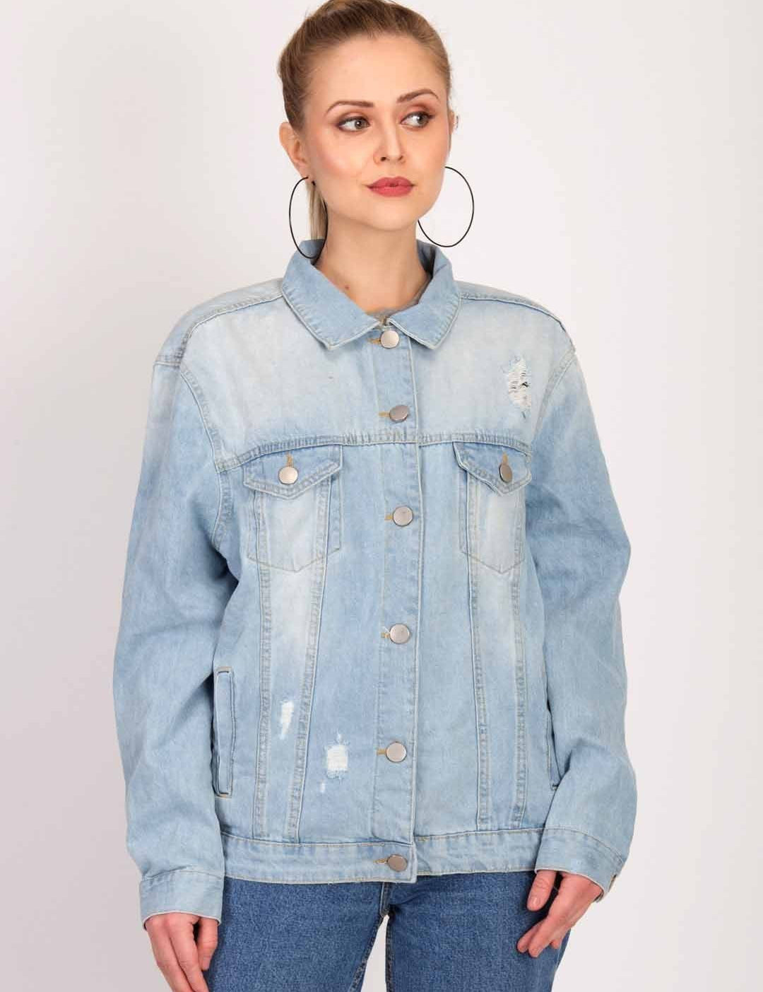 KOTTY Full Sleeve Solid Women Denim Jacket 
