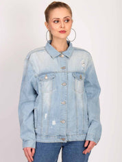 KOTTY Full Sleeve Solid Women Denim Jacket 