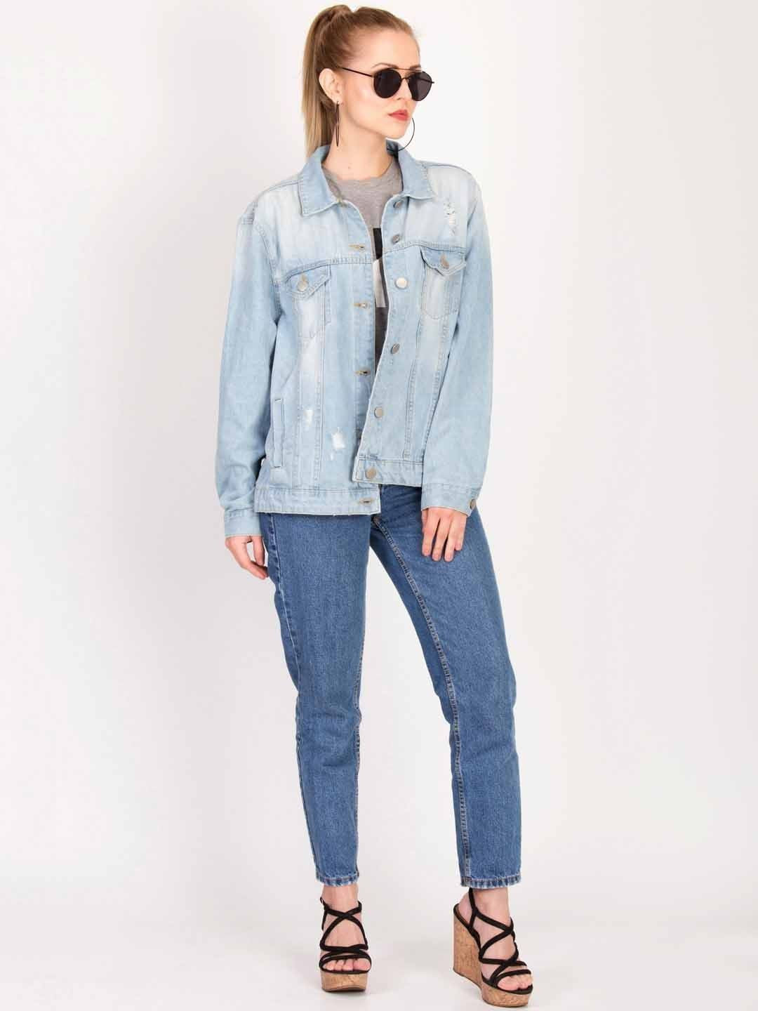 KOTTY Full Sleeve Solid Women Denim Jacket 