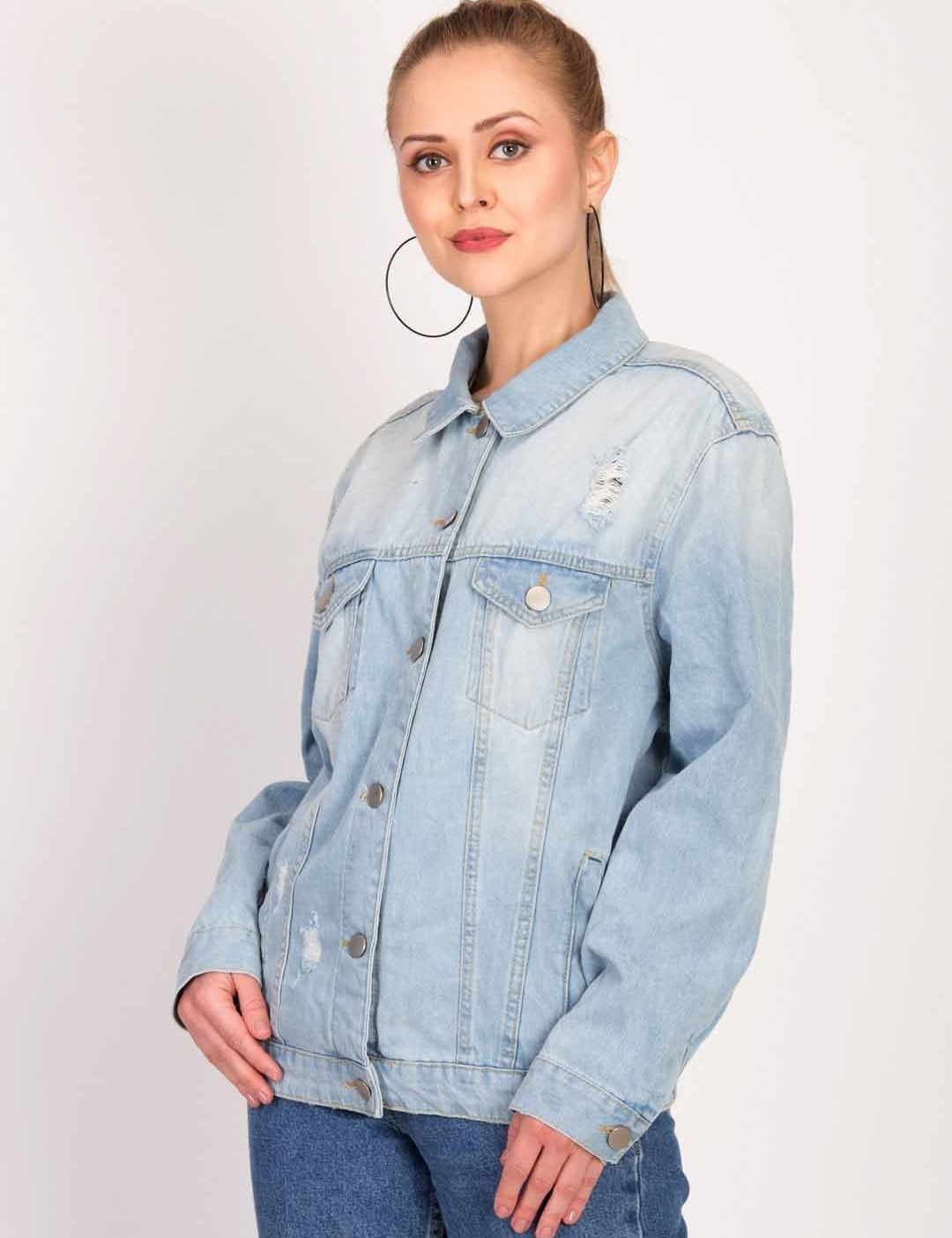 KOTTY Full Sleeve Solid Women Denim Jacket 